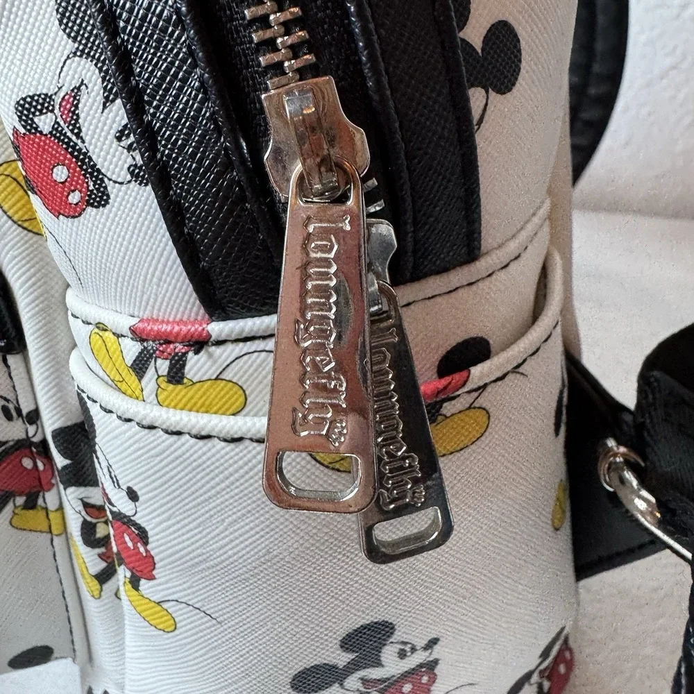 Disney Parks Loungefly White All Over Mickey Mouse Classic Backpack White Black